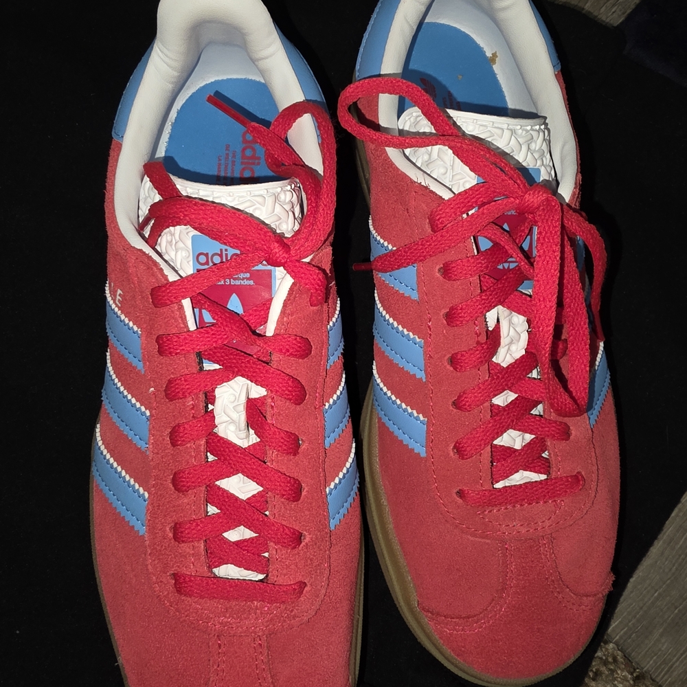 Adidas Women's Red and Blue Suede Sneakers